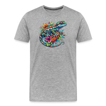 Gecko - T-shirt bio Premium Homme - gris chiné - Devant - Damien (186cm)