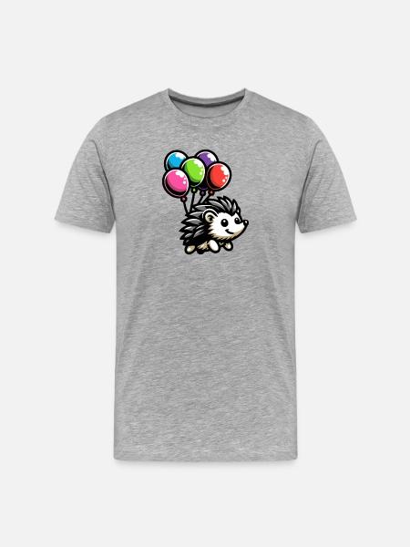 Hedgehog Harmony: The Balloon Buddy - Men's Premium Organic T-Shirt - heather grey