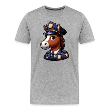Poney de patrouille : le sabot de la loi - T-shirt bio Premium Homme - gris chiné - Devant - Damien (186cm)