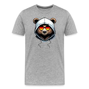 Bear wearing a hoodie - Men's Premium Organic T-Shirt - heather grey - Front - Damien (186cm)