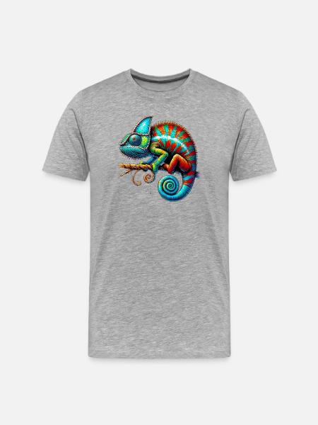 Chamäleon - Männer Premium Bio T-Shirt - Grau meliert