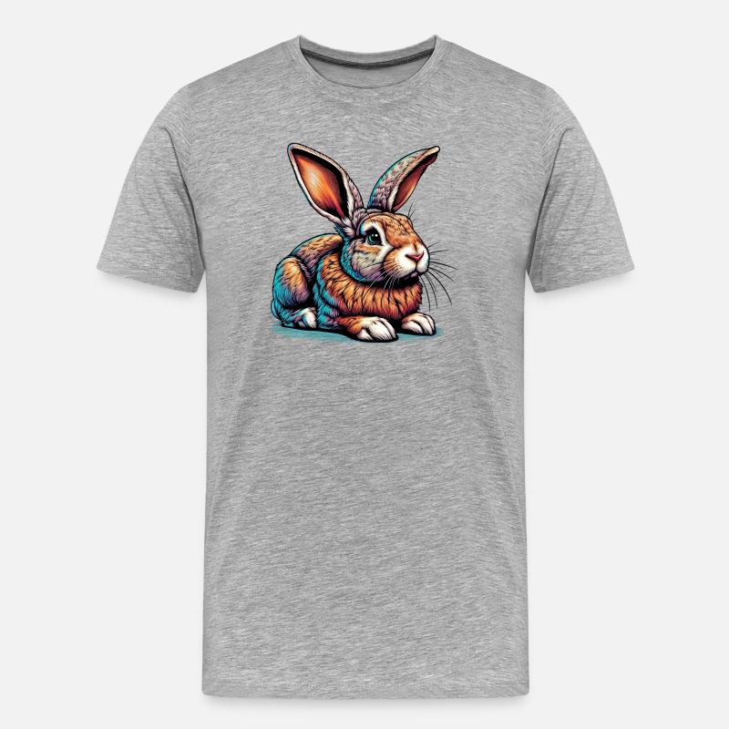 Kaninchen - Männer Premium Bio T-Shirt - Grau meliert