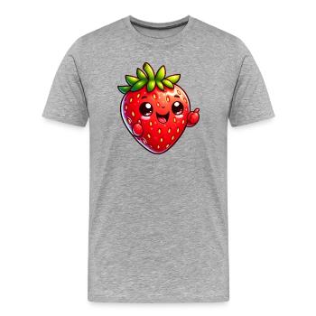 Fraise Fraises - T-shirt bio Premium Homme - gris chiné - Devant - Damien (186cm)