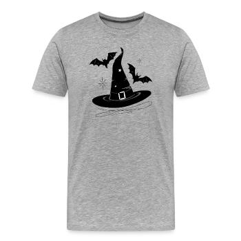 Hexenhut Fledermaus Walpurgisnacht - Männer Premium Bio T-Shirt - Grau meliert - Vorne - Damien (186cm)