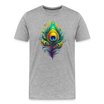 Peacock Feather Feathers Pen Pens - Men's Premium Organic T-Shirt - heather grey - Front - Damien (186cm)