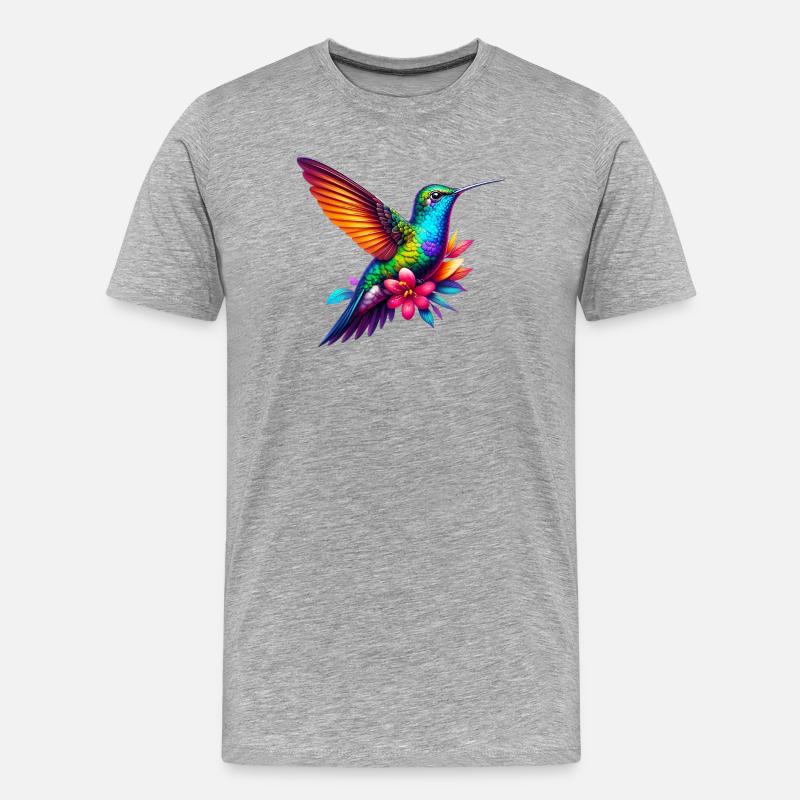 Kolibri - Männer Premium Bio T-Shirt - Grau meliert