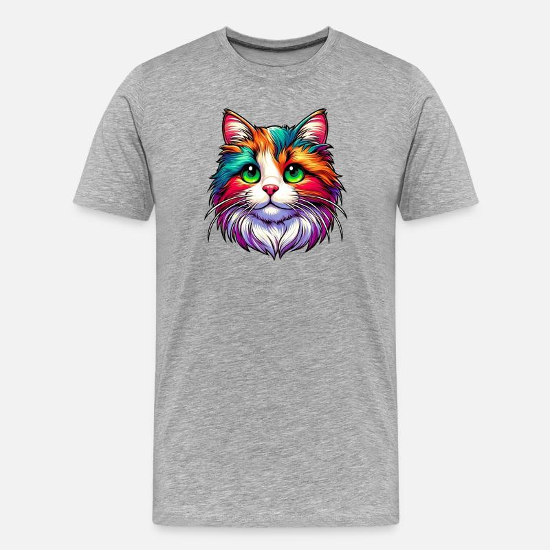 Katze - Männer Premium Bio T-Shirt - Grau meliert