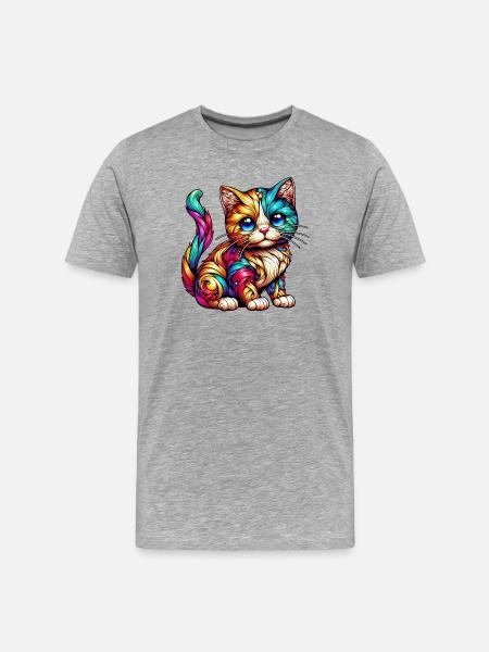 Cat - Men's Premium Organic T-Shirt - heather grey