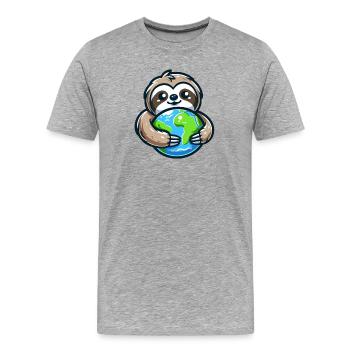 Embrace the Earth Sloth - Men's Premium Organic T-Shirt - heather grey - Front - Damien (186cm)