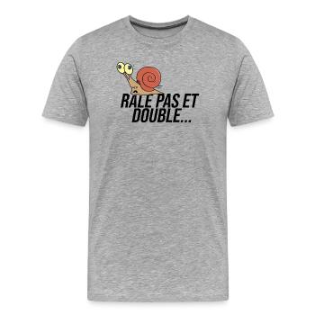 Sticker voiture humour : Arrête de râler ! auto - T-shirt bio Premium Homme - gris chiné - Devant - Damien (186cm)
