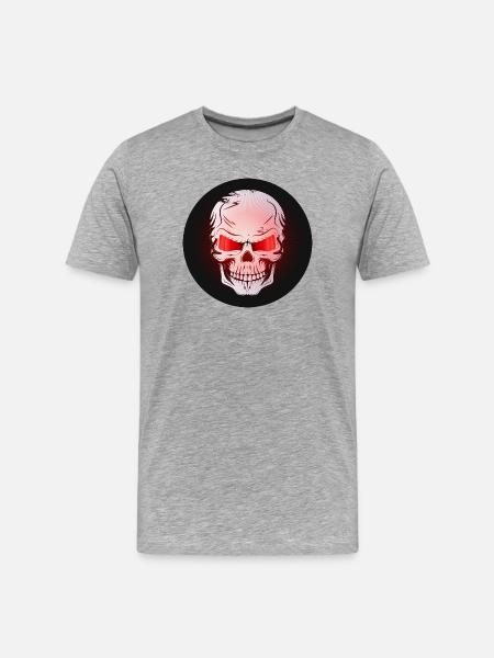 Skull,Skull,Skull with red glowing eyes - Men's Premium Organic T-Shirt - heather grey