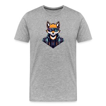Cyber Fox Néon Tech Sauvage - T-shirt bio Premium Homme - gris chiné - Devant - Damien (186cm)