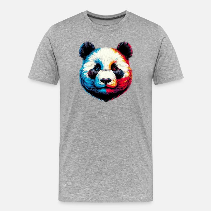 Panda - Männer Premium Bio T-Shirt - Grau meliert