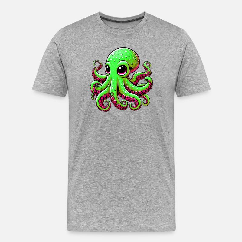 Krake - Männer Premium Bio T-Shirt - Grau meliert