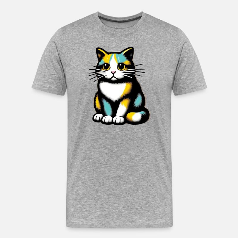Katze - Männer Premium Bio T-Shirt - Grau meliert