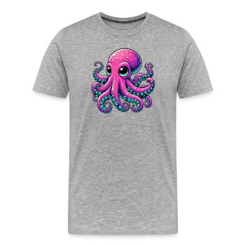 Pieuvre - T-shirt bio Premium Homme - gris chiné - Devant - Damien (186cm)
