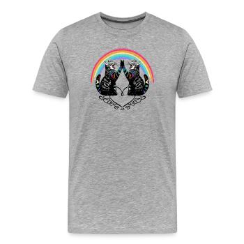 Katzen Regenbogen Love is Love Reflection - Männer Premium Bio T-Shirt - Grau meliert - Vorne - Damien (186cm)