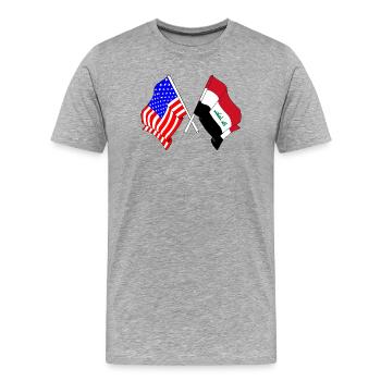 Drapeau des États-Unis et drapeau de l’Irak - T-shirt bio Premium Homme - gris chiné - Devant - Damien (186cm)