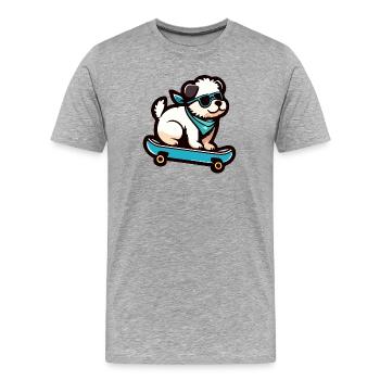 Pup on Wheels: The Skateboarding Canine - Men's Premium Organic T-Shirt - heather grey - Front - Damien (186cm)