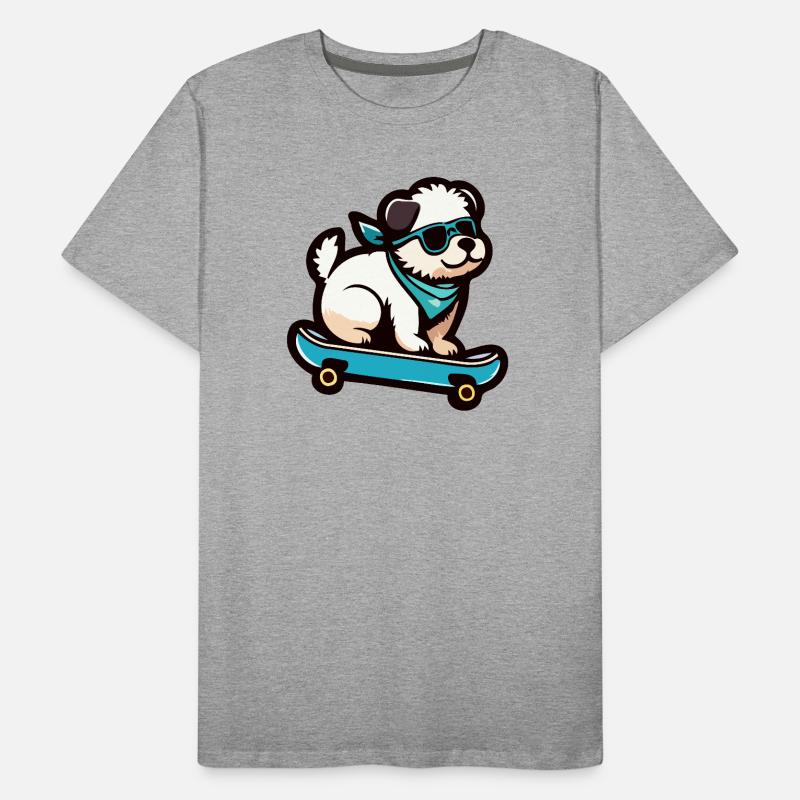 Pup on Wheels : le chien de skateboard T-shirt bio Premium Homme