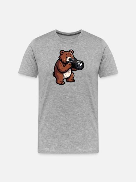 Shutterbear: The Wilderness Photographer - Men's Premium Organic T-Shirt - heather grey