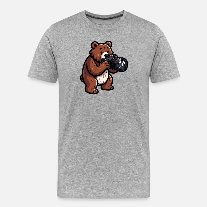 Shutterbear: Der Wildnisfotograf - Männer Premium Bio T-Shirt - Grau meliert