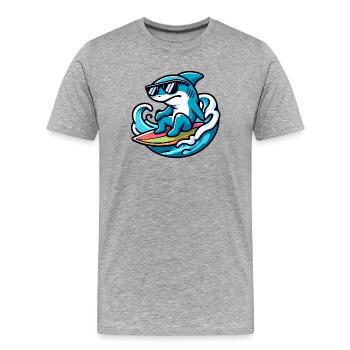 Shark Wave Rider : la sensation du surf - T-shirt bio Premium Homme - gris chiné - Devant - Damien (186cm)