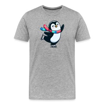 Valse d’hiver Pingouin : La danseuse de glace - T-shirt bio Premium Homme - gris chiné - Devant - Damien (186cm)