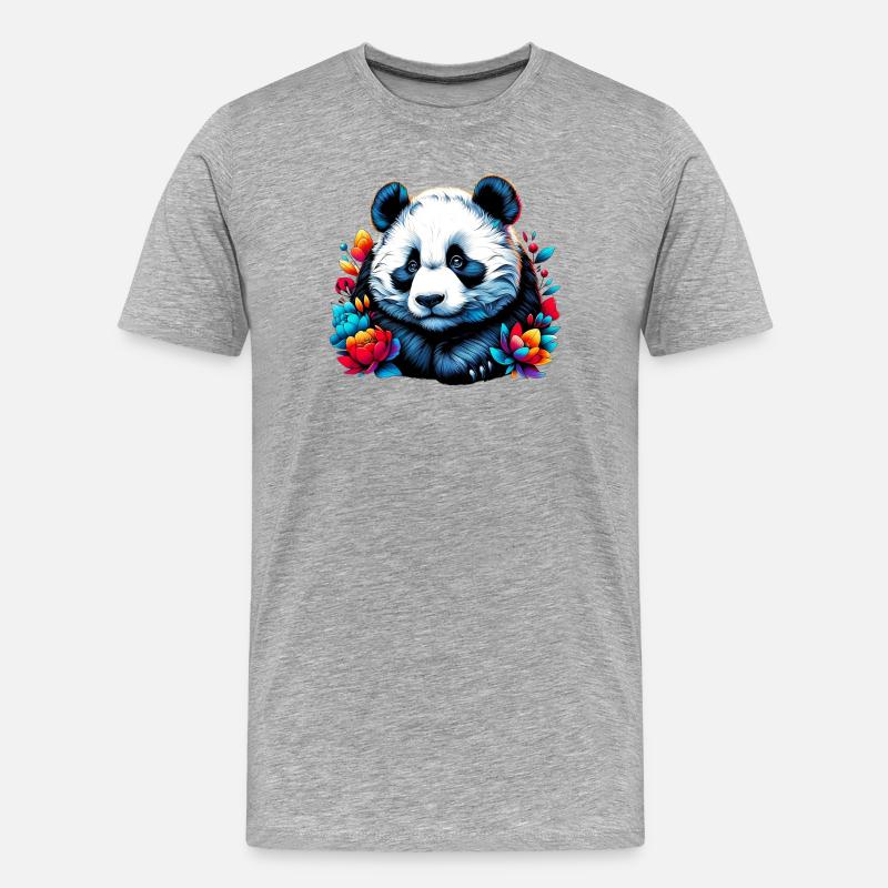 Panda - T-shirt bio Premium Homme - gris chiné