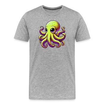 Krake - Männer Premium Bio T-Shirt - Grau meliert - Vorne - Damien (186cm)