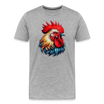Rooster Hen - Men's Premium Organic T-Shirt - heather grey - Front - Damien (186cm)