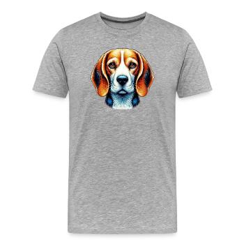 Beagle Hund - Männer Premium Bio T-Shirt - Grau meliert - Vorne - Damien (186cm)