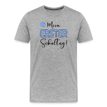 Mein erster Schultag SCHULBEGINN - Männer Premium Bio T-Shirt - Grau meliert - Vorne - Damien (186cm)