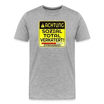 INTROVERTIERTE PERSON INTROVERSION IRONIE - Männer Premium Bio T-Shirt - Grau meliert - Vorne - Damien (186cm)