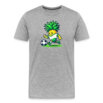 Pineapple Goalie: Der Fußballstar - Männer Premium Bio T-Shirt - Grau meliert - Vorne - Damien (186cm)