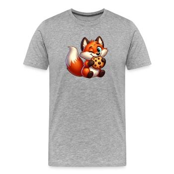 Mignon renard roux avec biscuit - T-shirt bio Premium Homme - gris chiné - Devant - Damien (186cm)