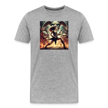 Concert de heavy metal en enfer - T-shirt bio Premium Homme - gris chiné - Devant - Damien (186cm)