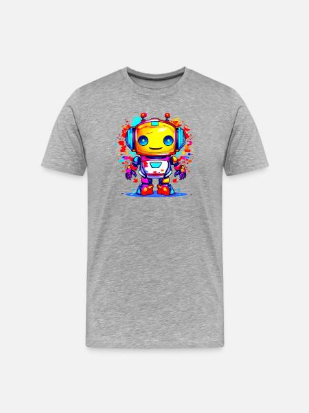 A Cute Robot - Men's Premium Organic T-Shirt - heather grey