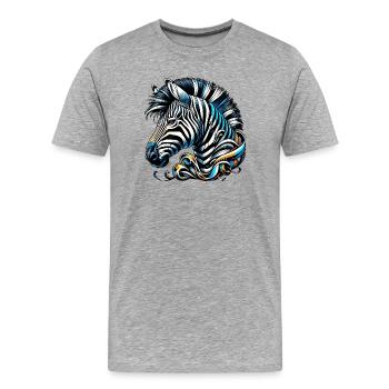 Zebra - Männer Premium Bio T-Shirt - Grau meliert - Vorne - Damien (186cm)