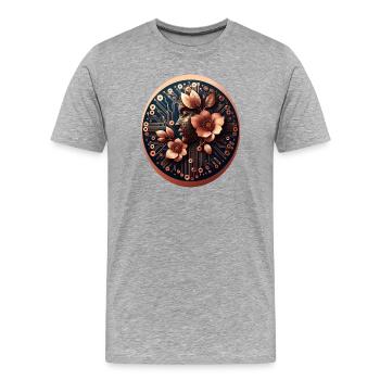 Bio Technologie KI Design Blumen - Männer Premium Bio T-Shirt - Grau meliert - Vorne - Damien (186cm)