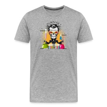 Skull as a gloomy scientist in the laboratory - Men's Premium Organic T-Shirt - heather grey - Front - Damien (186cm)
