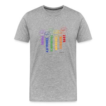 Solidarité et fierté - T-shirt bio Premium Homme - gris chiné - Devant - Damien (186cm)