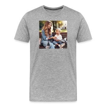 Mother and son - Men's Premium Organic T-Shirt - heather grey - Front - Damien (186cm)