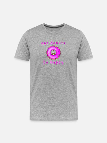 Cat with Donat - Men's Premium Organic T-Shirt - heather grey