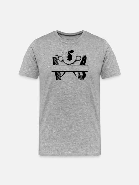 Coiffeurs attributs texte bannière - T-shirt bio Premium Homme - gris chiné