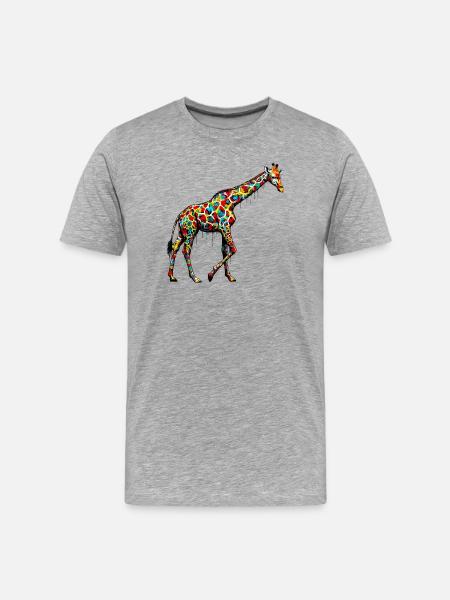 Giraffe - Männer Premium Bio T-Shirt - Grau meliert