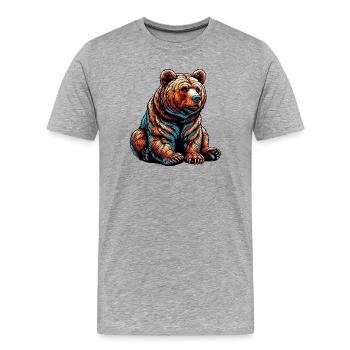 Bär - Männer Premium Bio T-Shirt - Grau meliert - Vorne - Damien (186cm)