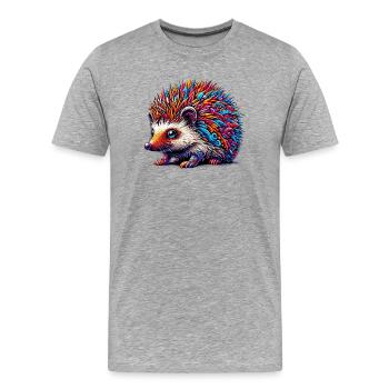 Igel - Männer Premium Bio T-Shirt - Grau meliert - Vorne - Damien (186cm)