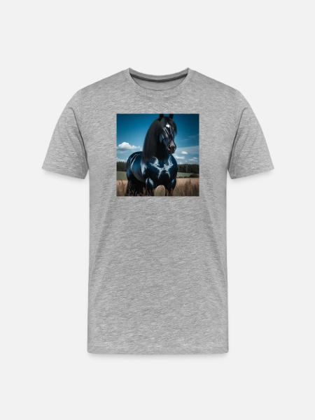 Mighty Black Horse - Men's Premium Organic T-Shirt - heather grey