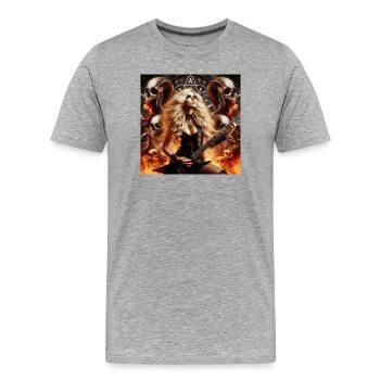 L’énergie de la métalleuse femelle - T-shirt bio Premium Homme - gris chiné - Devant - Damien (186cm)